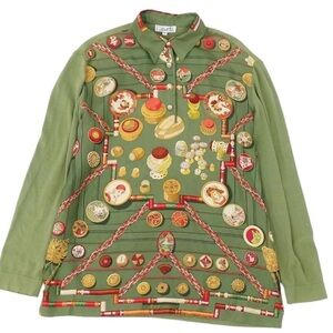 Hermès Vintage Hermes Knit/Silk Shirt Size S